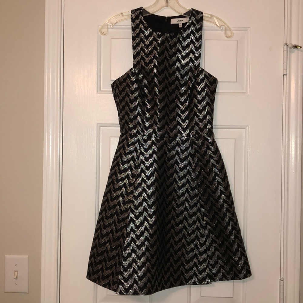 Likely Size 0 silver and black dress